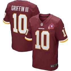 [Elite] Robert Griffin III Football Jersey -Washington #10 Football Jersey(Red with 80 Anniversary Patch)