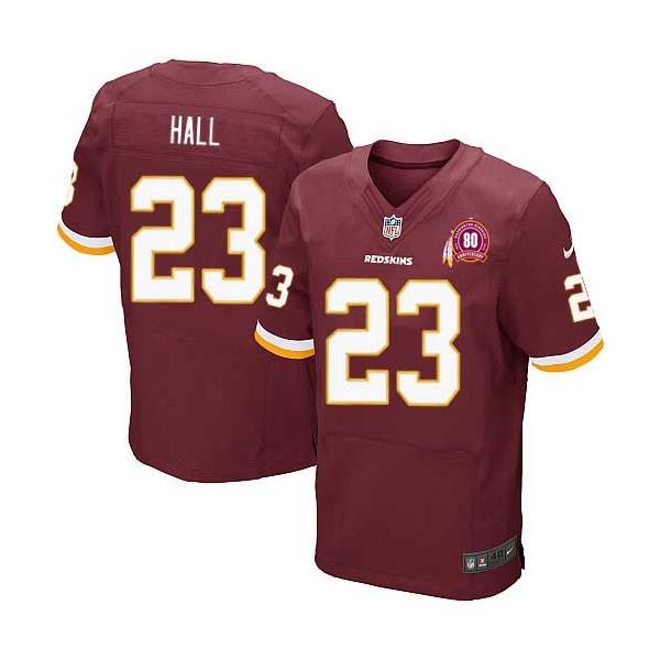 [Elite] DeAngelo Hall Football Jersey -Washington #23 Football Jersey(Red with 80 Anniversary Patch)