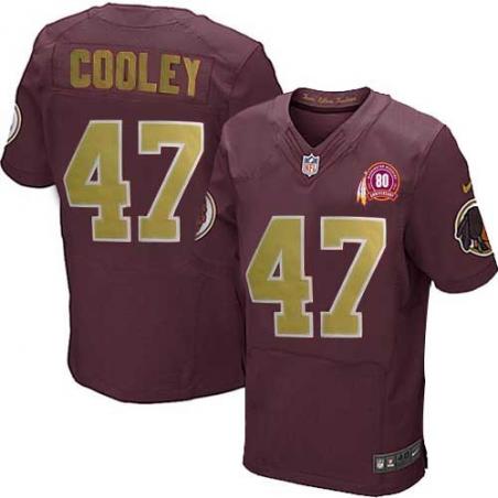 [Elite] Chris Cooley Football Jersey -Washington #47 Football Jersey(Red 80 Anniversary with Patch)