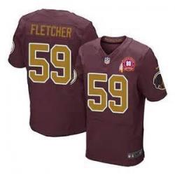 [Elite] London Fletcher Football Jersey -Washington #59 Football Jersey(Red 80 Anniversary with Patch)