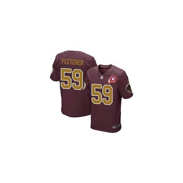 [Elite] London Fletcher Football Jersey -Washington #59 Football Jersey(Red 80 Anniversary with Patch)