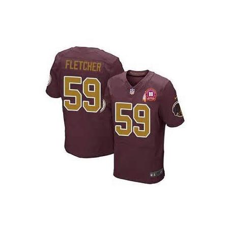 [Elite] London Fletcher Football Jersey -Washington #59 Football Jersey(Red 80 Anniversary with Patch)