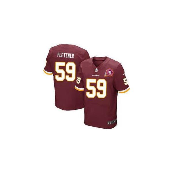 [Elite] London Fletcher Football Jersey -Washington #59 Football Jersey(Red with 80 Anniversary Patch)