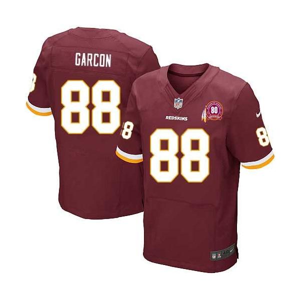 [Elite] Pierre Garcon Football Jersey -Washington #88 Football Jersey(Red with 80 Anniversary Patch)