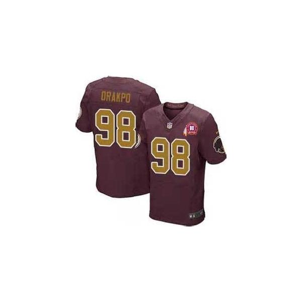 [Elite] Brian Orakpo Football Jersey -Washington #98 Football Jersey(Red 80 Anniversary with Patch)