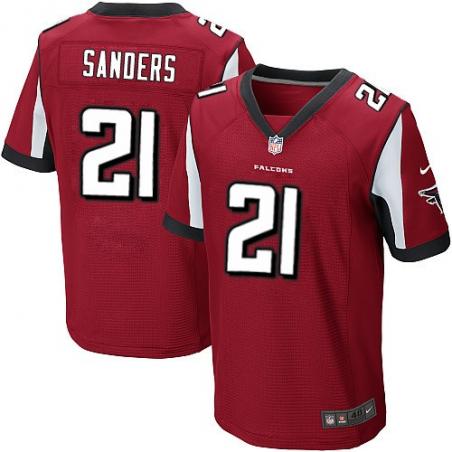 [Elite] Sanders Atlanta Football Team Jersey -Atlanta #21 Deion Sanders Jersey (Red)