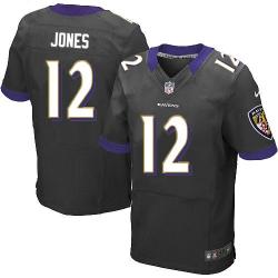 [Elite] Jones Baltimore Football Team Jersey -Baltimore #12 Jacoby Jones Jersey (Black)