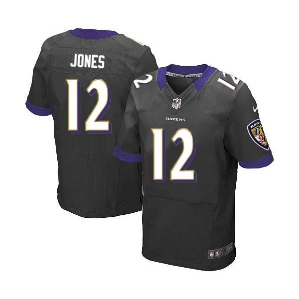 [Elite] Jones Baltimore Football Team Jersey -Baltimore #12 Jacoby Jones Jersey (Black)