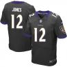 [Elite] Jones Baltimore Football Team Jersey -Baltimore #12 Jacoby Jones Jersey (Black)