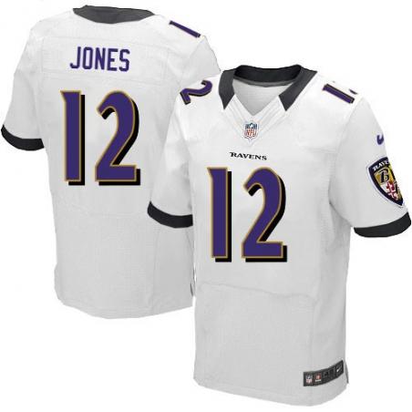 [Elite] Jones Baltimore Football Team Jersey -Baltimore #12 Jacoby Jones Jersey (White)