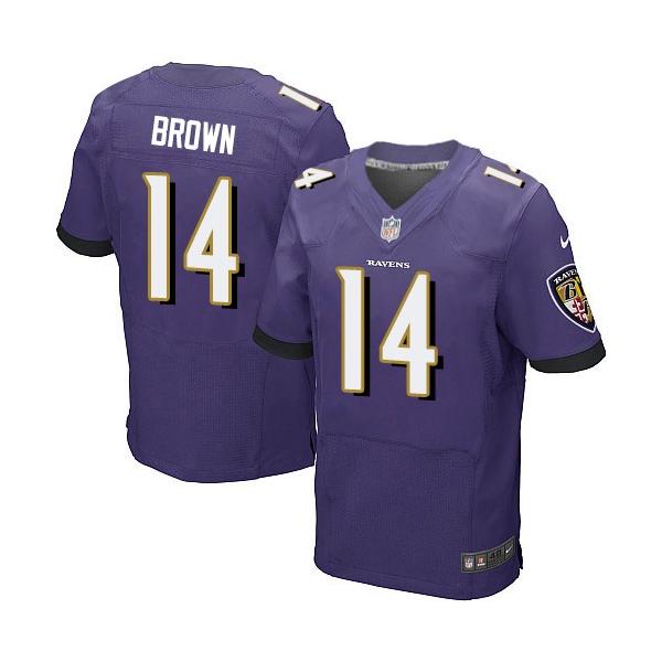 [Elite] Brown Baltimore Football Team Jersey -Baltimore #14 Marlon Brown Jersey (Purple)