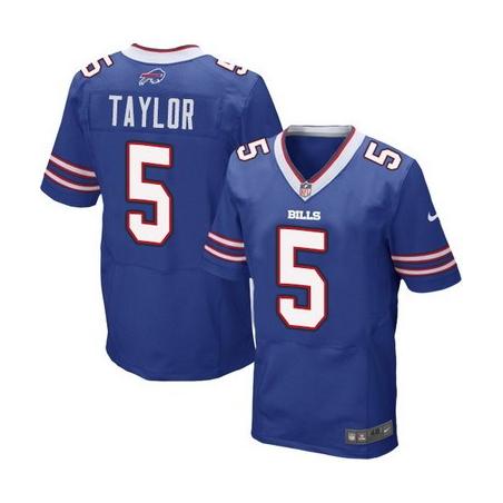 [Elite] Taylor Buffalo Football Team Jersey -Buffalo #5 Tyrod Taylor Jersey (Blue)