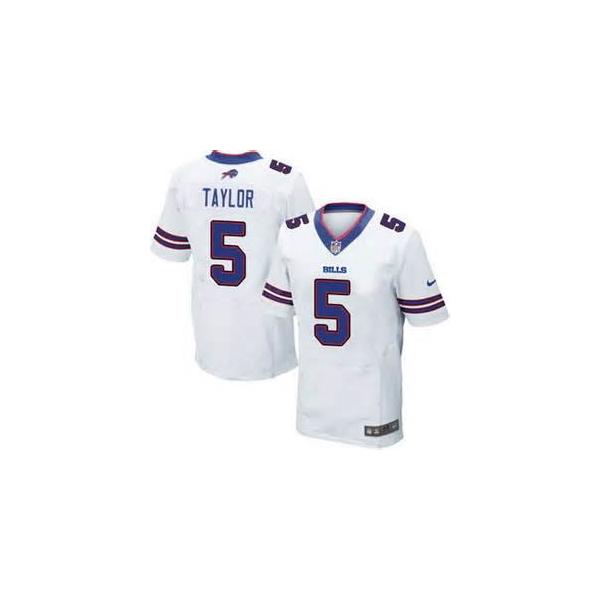 [Elite] Taylor Buffalo Football Team Jersey -Buffalo #5 Tyrod Taylor Jersey (White)