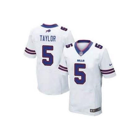 [Elite] Taylor Buffalo Football Team Jersey -Buffalo #5 Tyrod Taylor Jersey (White)