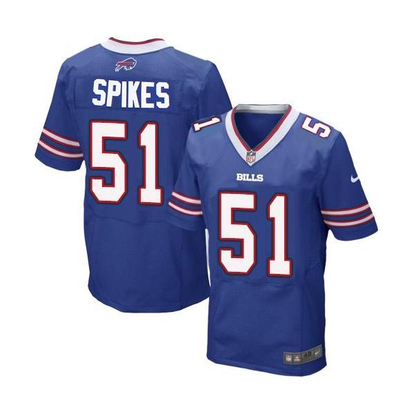 [Elite] Spikes Buffalo Football Team Jersey -Buffalo #51 Takeo Spikes Jersey (Blue)