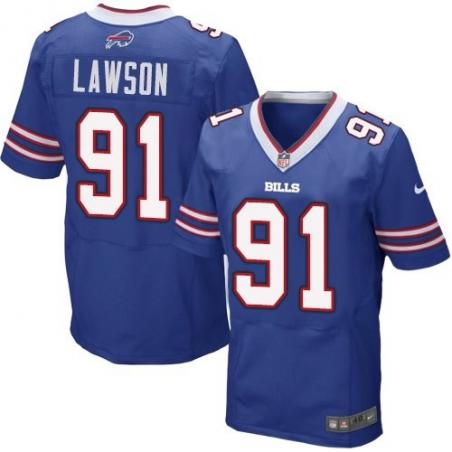 [Elite] Lawson Buffalo Football Team Jersey -Buffalo #91 Manny Lawson Jersey (Blue)