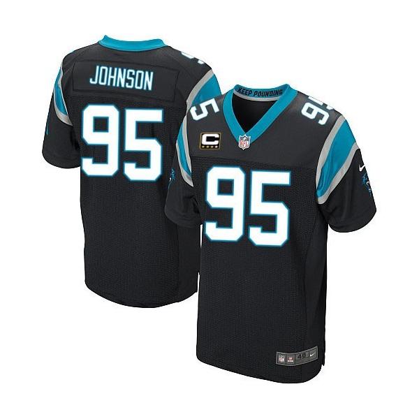 [Elite] Johnson Carolina Football Team Jersey -Carolina #95 Charles Johnson Jersey (Black)