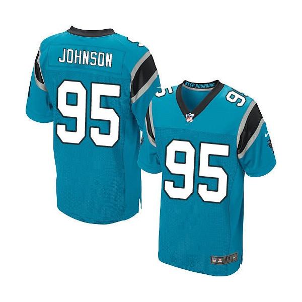 [Elite] Johnson Carolina Football Team Jersey -Carolina #95 Charles Johnson Jersey (Blue)