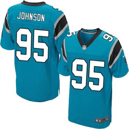 [Elite] Johnson Carolina Football Team Jersey -Carolina #95 Charles Johnson Jersey (Blue)