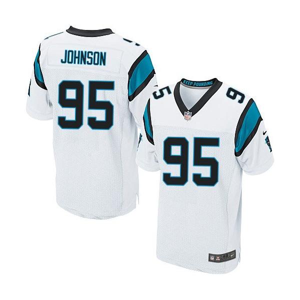 [Elite] Johnson Carolina Football Team Jersey -Carolina #95 Charles Johnson Jersey (White)