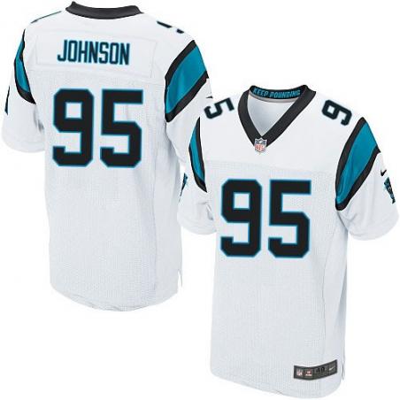 [Elite] Johnson Carolina Football Team Jersey -Carolina #95 Charles Johnson Jersey (White)