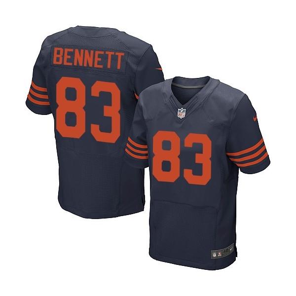 [Elite] Bennett Chicago Football Team Jersey -Chicago #83 Martellus Bennett Jersey (Blue, Orange Number)