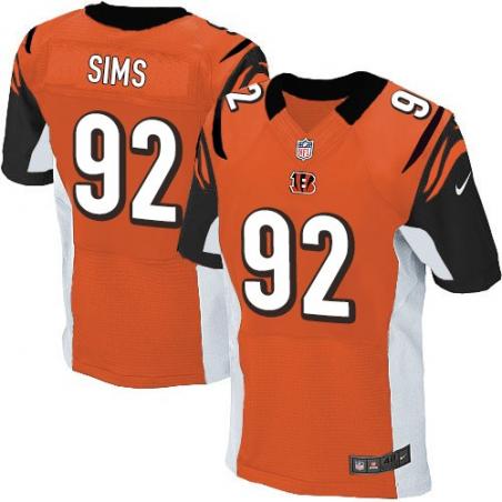 [Elite] Sims Cincinnati Football Team Jersey -Cincinnati #92 Pat Sims Jersey (Orange)