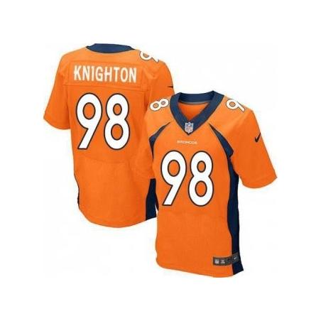 [Elite] Knighton Denver Football Team Jersey -Denver #98 Terrance Knighton Jersey (Orange)