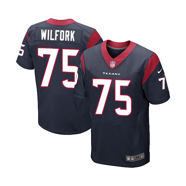 [Elite] Wilfork Houston Football Team Jersey -Houston #75 Vince Wilfork Jersey (Blue)