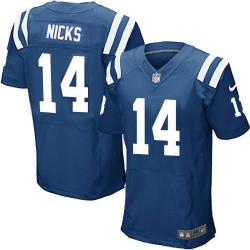 [Elite] Nicks Indianapolis Football Team Jersey -Indianapolis #14 Hakeem Nicks Jersey (Blue)