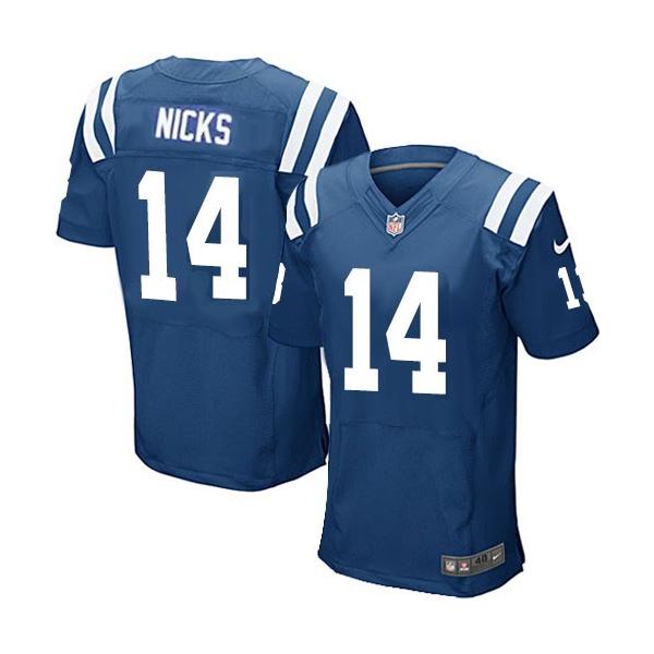 [Elite] Nicks Indianapolis Football Team Jersey -Indianapolis #14 Hakeem Nicks Jersey (Blue)