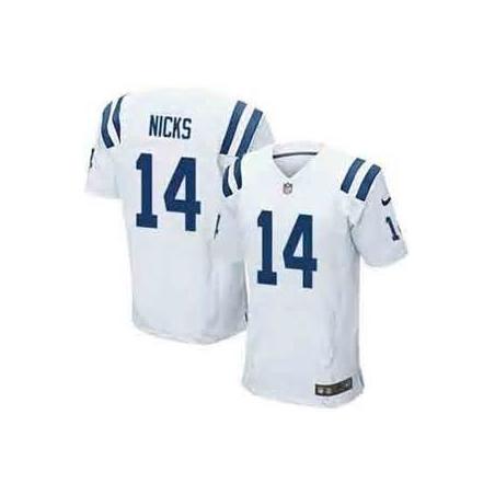 [Elite] Nicks Indianapolis Football Team Jersey -Indianapolis #14 Hakeem Nicks Jersey (White)