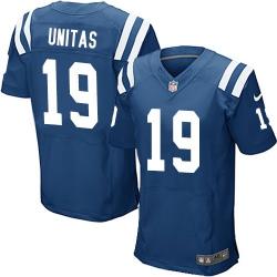 [Elite] Unitas Indianapolis Football Team Jersey -Indianapolis #19 Johnny Unitas Jersey (Blue)