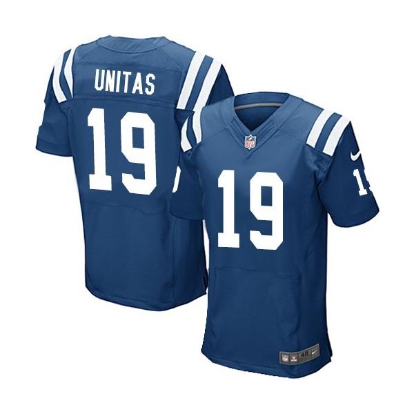 [Elite] Unitas Indianapolis Football Team Jersey -Indianapolis #19 Johnny Unitas Jersey (Blue)