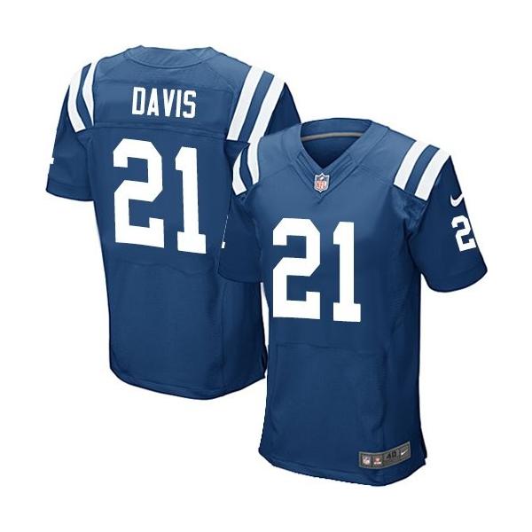 [Elite] Davis Indianapolis Football Team Jersey -Indianapolis #21 Vontae Davis Jersey (Blue)