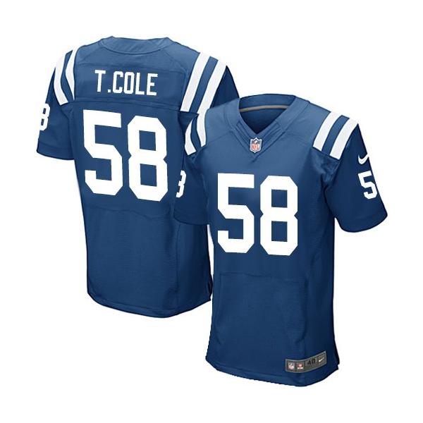 [Elite] Cole Indianapolis Football Team Jersey -Indianapolis #58 Trent Cole Jersey (Blue)