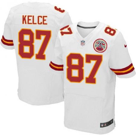 [Elite] Kelce Kansas City Football Team Jersey -Kansas City #87 Travis Kelce Jersey (White)