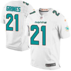 [Elite] Grimes Miami Football Team Jersey -Miami #21 Brent Grimes Jersey (White, 2015 new)