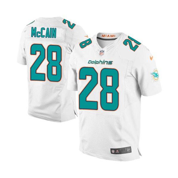 [Elite] McCain Miami Football Team Jersey -Miami #28 Bobby McCain Jersey (White)