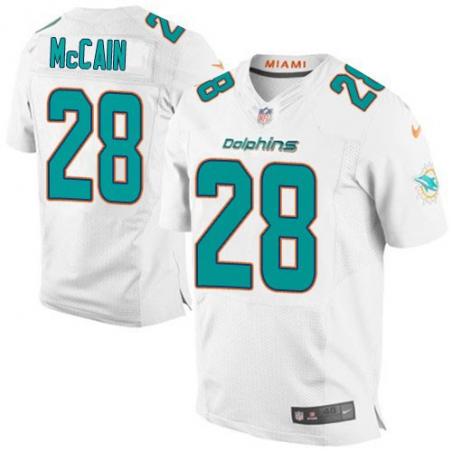 [Elite] McCain Miami Football Team Jersey -Miami #28 Bobby McCain Jersey (White)