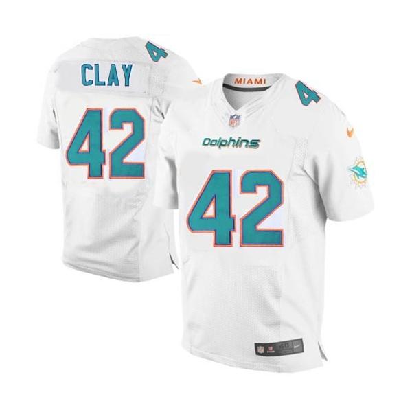 [Elite] Clay Miami Football Team Jersey -Miami #42 Charles Clay Jersey (White)